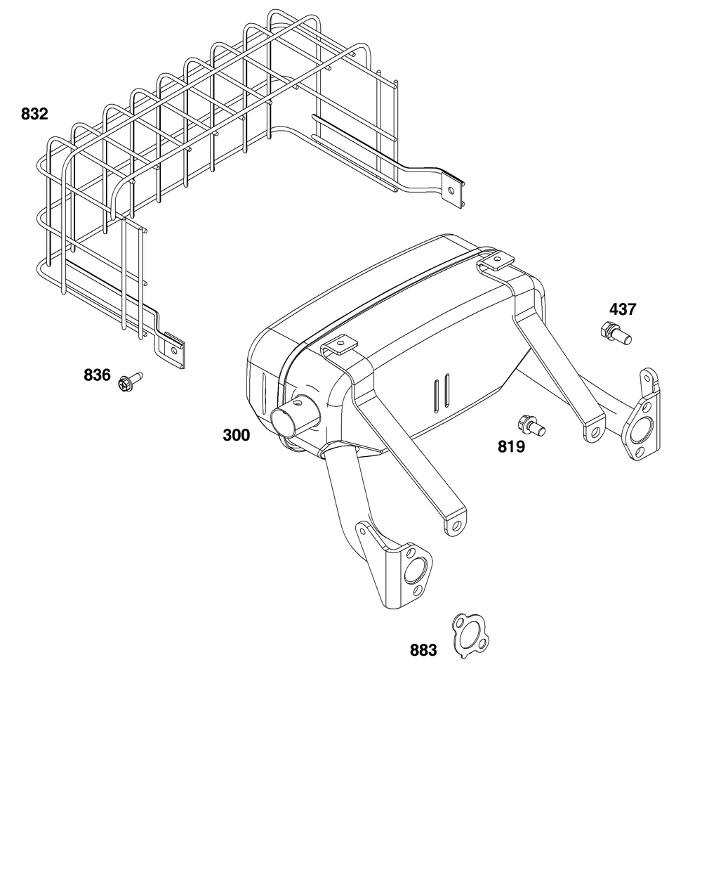 Exhaust Group Diagram and Parts List for 356447-0683-F1 200000 - 399999 Briggs and Stratton Engine